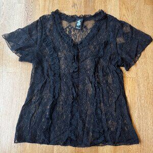 Tuberose Black Lace Sheer Top